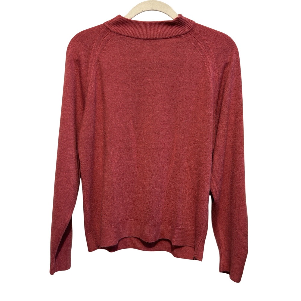 Vintage 90s Designers Originals Womens M Pink Mock Neck Back Zip Knit‎ Sweater M